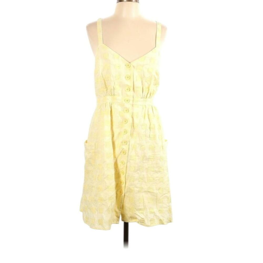 Modcloth Yellow Button-Front Mini Dress - Picture 2 of 6